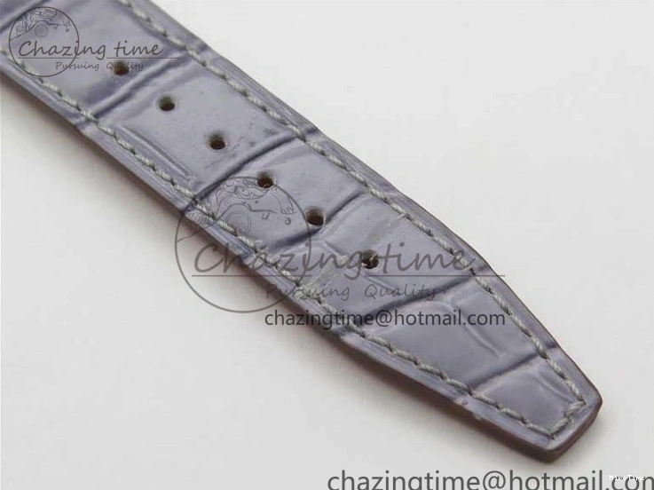 MIROTIME 0510 Attractive Portofino 37mm SS V7F 1:1 Best Edition Gray Dial Diamonds Bezel on Gray Leather Strap A 7091